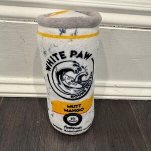 NWOT White Paw Claw Mutt Mango Dog Pet Toy Seltzer- Yellow and Gray
